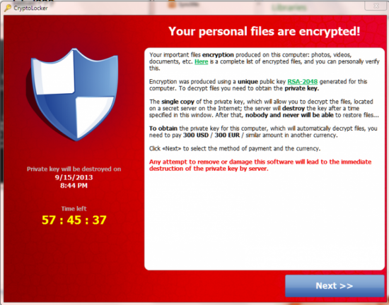 Ransomware popup